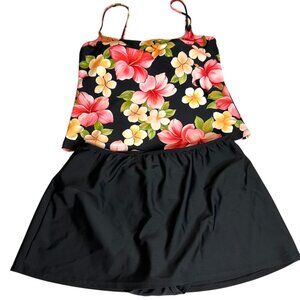 Women's Sessa Vintage Two Piece Skirt Skort Floral Swimsuit Size 14